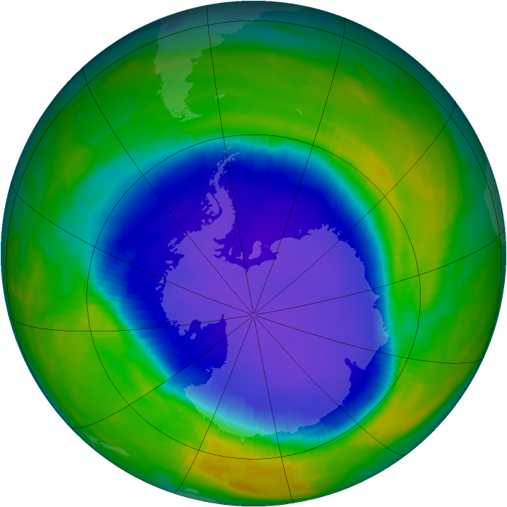 Antarctic ozone map for 29 October 1997